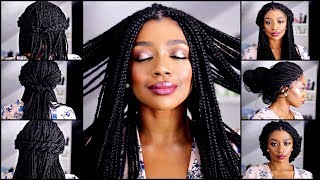 10 quick and easy box braid hairstyles  how to style box braids [upl. by Lahey650]