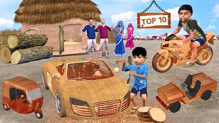 Mini Wooden Vehicles Toys Comedy Videos Collection Hindi Stories Garib Ki Kahani Bedtime Moral Story [upl. by Lorne]