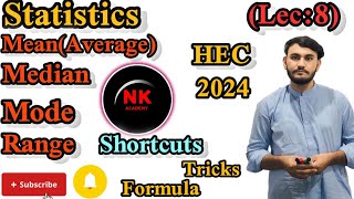 Statistics  Mean   Median   Mode   Range   tricks   shortcuts   HEC  By Dr nasrullah [upl. by Helbon]