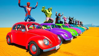 HOMEMARANHA de CARROS FUSCA com SUPERHEROIS na RAMPA INCLINADA  GTA V mods [upl. by Jules]