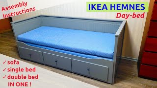 IKEA HEMNES daybed with 3 drawers  sofa a single bed a double bed in one Assembly instructions [upl. by Rockwell83]