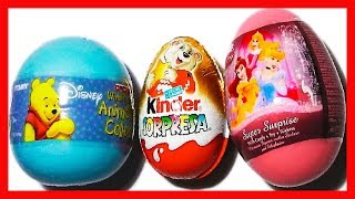 3 huevos sorpresa en español de Winnie the Pooh Princesas Disney y Kinder sorpresa de navidad [upl. by Colinson247]