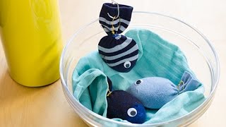 DIY  Pêche à la ligne récup avec des poissons chaussettes [upl. by Oigroeg]