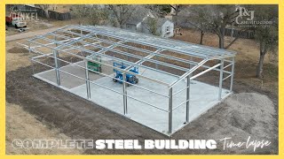 40 x 75 complete STEEL BUILDING construction timelapse [upl. by Mcevoy]