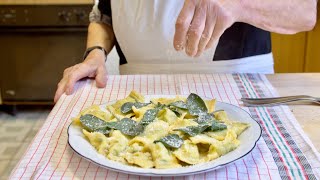 Pasta Grannies share Rinas recipe for orecchioni with butter amp sage [upl. by Arahd]