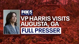 WATCH LIVE VP Harris visits Augusta to assess Hurricane Helene damage  FOX 5 News [upl. by Netsirc640]