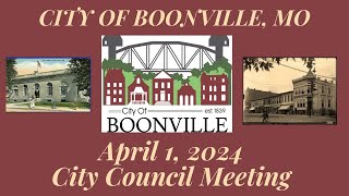 City Of Boonville Missouri Council Meeting on April 1 2024 at 700pm [upl. by Farrel]