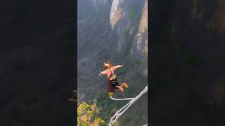 张家杰大 Can yon glass bridge bungee is the heartbeat EXTREMESPORTS  part 3 trending real shorts [upl. by Eceerehs806]