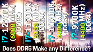 i7 12700K  6000MHz DDR5 vs i7 11700K  5133MHz DDR4 vs i7 10700K  4800MHz vs i7 9700K  4400MHz [upl. by Latoya163]