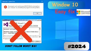 Fix MSVCP140dll Missing or Not Found In Windows 111087  2024 Updated Microsoft approved [upl. by Siana488]