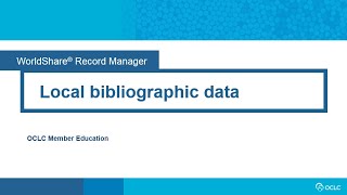 Local bibliographic data [upl. by Gauldin]