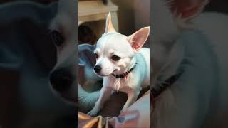 Sweet white Teacup Chihuahua Lilu relaxes to the Sound of „Meine Reise zu Dir“ with a huge Observer [upl. by Giah]