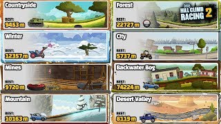 Hill Climb Racing 2  All 9 Adventure Maps Records [upl. by Pooh]