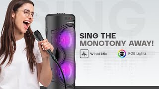 Krisons Cylender 4quot Double Woofer 40W MultiMedia Bluetooth Party Speaker with Wired Mic for [upl. by Alyda]