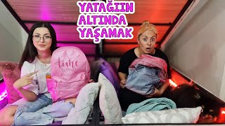 1 GÃœN BOYUNCA YATAK ALTINDA KALMAK  EN SON Ã‡IKAN KAZANIR  EYLÃœL LAL [upl. by Lahsiv249]