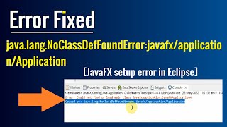 Error Fixed  Caused byjavalangNoClassDefFoundErrorjavafxapplicationApplication [upl. by Annait]