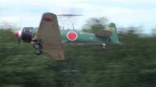 Mitsubishi A6M ZERO base T6 Décollage Take off Full HD Meeting aérien La fertéAlais LFTA 2011 [upl. by Oramug780]