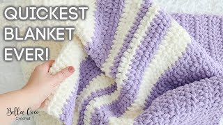 HOW TO CROCHET A FAST AND EASY BLANKET  BEGINNER FRIENDLY  MAKE IN 3 HOURS  Bella Coco Crochet [upl. by Eba]