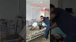 Bed Mobility Training Rolling sidetoside by Physiotherapist [upl. by Ralip]