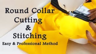 Round Collar Cutting amp Stitching  Very Easy Method  How to make Round Collar [upl. by Ymmat]