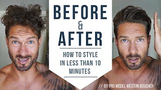 How To Style Men’s Hair Like A Pro In Less Than 10 Minutes  Hairstyle Tips by LA Model [upl. by Nassi]