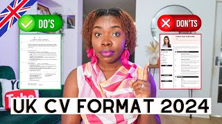 How To Write A CV In UK Format 2024  FREE UK CV Template  Checklist [upl. by Evvie855]