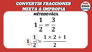 CONVERTIR UNA FRACCIÓN MIXTA A FRACCIÓN IMPROPIA Super fácil  Para principiantes matematica [upl. by Eloisa985]