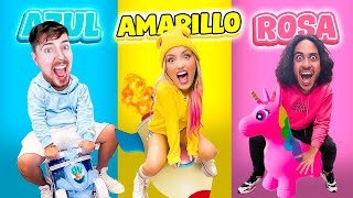 24 HORAS COMPRANDO TODO DE UN COLOR 😱 AMARILLO 💛 AZUL 💙 Y ROSA💗  Katie Angel [upl. by Nalor913]