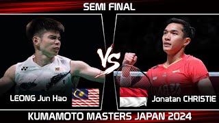 AMAZING  LEONG Jun Hao MAS vs Jonatan CHRISTIE INA  Kumamoto Masters Japan 2024 Badminton [upl. by Kceb]