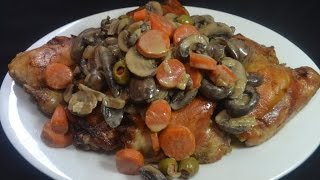 Receta de pollo con champiñones  Pollo con hongos [upl. by Bordiuk179]