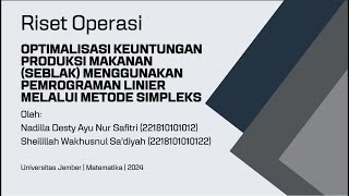 Optimalisasi Keuntungan Produksi Seblak Menggunakan Program Linier dengan Metode Simpleks [upl. by Yardna]