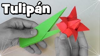 Flor de Papel  Tulipán Origami [upl. by Nnalorac]