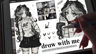 draw with me ₊˚🎧 asmr ⭑ᐟ a new character on procreate real time process drawing asmr no bgm [upl. by Llenwad65]