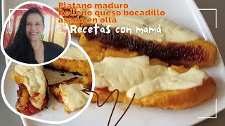 Maduro Relleno de Bocadillo y Queso Asado en Olla Sin Horno RecetasConMamá [upl. by Ehcnalb]