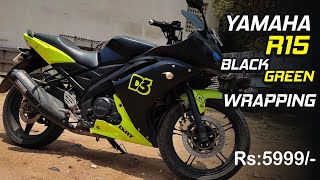 Yamaha R15  Yamaha R15 Black Green Wrapping  Yamaha R15 Wrapping  Yamaha R15 Sticker Modified [upl. by Ylrad]