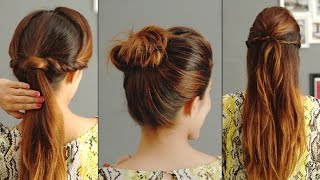 3 Quick And Easy Hairstyles For Greasy Hair [upl. by Nadual]