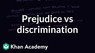 Prejudice vs discrimination  Individuals and Society  MCAT  Khan Academy [upl. by Eizzik]