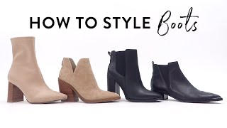 HOW TO STYLE BOOTS amp BOOTIES  What to wear with different types of boots  Miss Louie [upl. by Tterej]