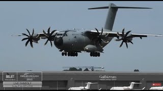 Farnborough International Airshow Arrivals fia2022 Part 2 RAF A400M [upl. by Younger109]