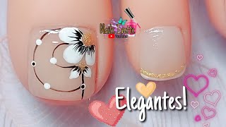 Diseño de uñas para pies sencillo y elegante  Decoración pies tierno y delicado  uñas color pastel [upl. by Ettenav]