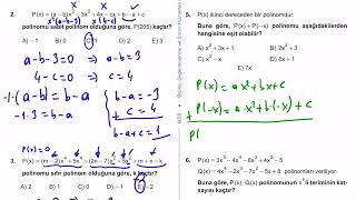 10 Sınıf Matematik Kazanım Kavrama Test 15 Polinomlar Çözümler [upl. by Eizeerb]