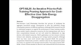 OPT NILM An Iterative Prior to Full Training Pruning Approach for Cost Effective User Side Energy D [upl. by Trenton]