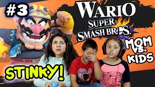 MOM vs KIDS  Super Smash Bros 4 Wii U  SO STINKY w Wario Foe Battle Part 3 FACE CAM [upl. by Cyndi]