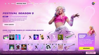 All Fortnite x Karol G Pass Rewards Showcase Season 5 Festival Pass [upl. by Barde296]