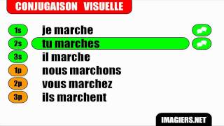 FRENCH VERB CONJUGATION  Marcher  Indicatif Présent [upl. by Kcaz]