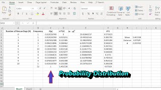 Example of a Probability Distribution Mean Variance and Standard Deviation with Excel [upl. by Hnad]