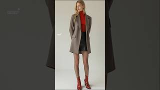 2024 Winter fashions  wool jacket over turtleneck top amp mini skirt styles outfits [upl. by Areta]