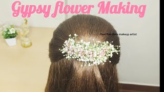 Easy Gypsy Veni Making  Baby breath Flower veniBride flower making [upl. by Afas]