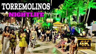 TORREMOLINOS Spain nightlife promenade walk summer 2024  costa del sol malaga 4k [upl. by Lebama]