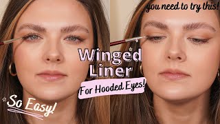 EASY Winged Eyeliner For HOODED EYES Tutorial Using Pencil amp Shadow THIS CHANGED MY MAKEUP LIFE ✨ [upl. by Enel]